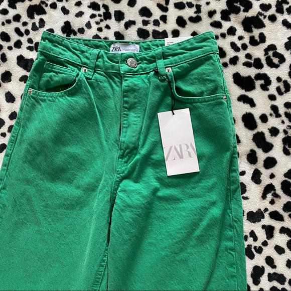 Zara Green Wide Leg Jeans - Picture 5 of 7